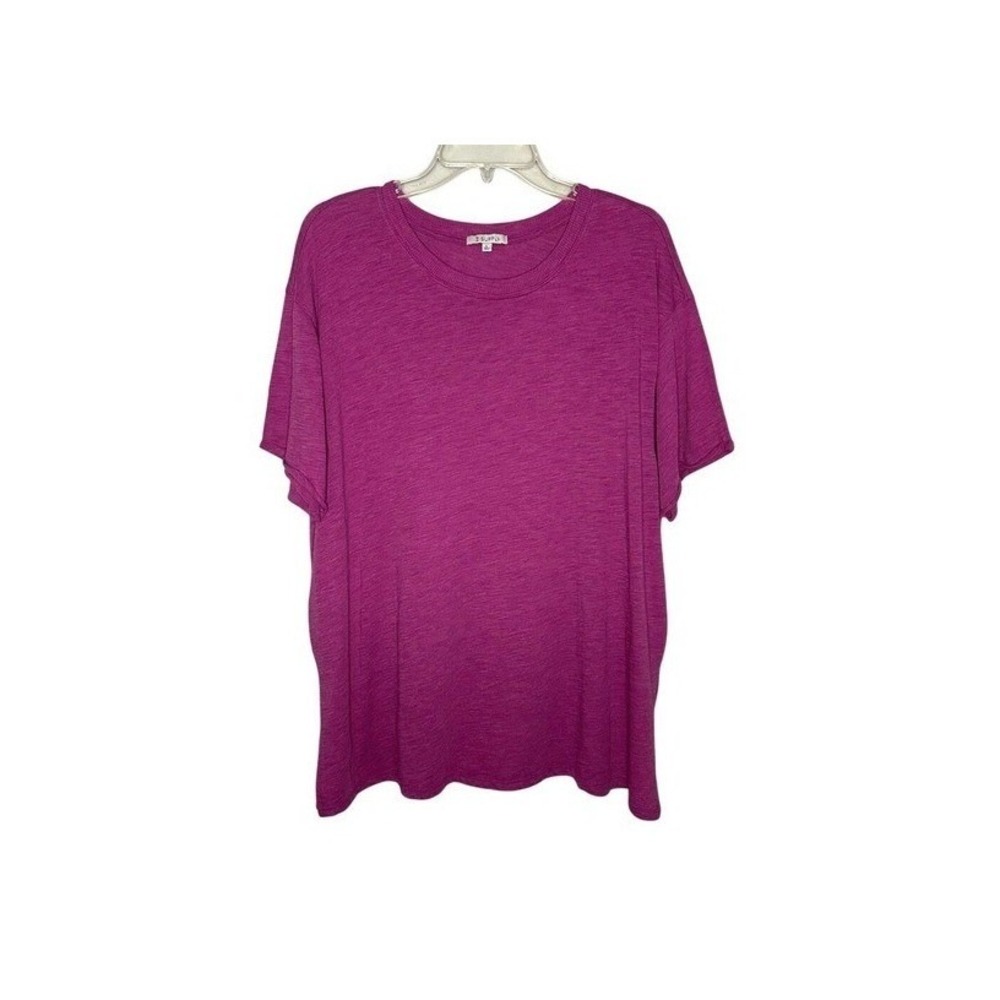 3/$20💥 Z Supply Short Sleeve Tee Casual Slub Cotton Jersey Magenta
